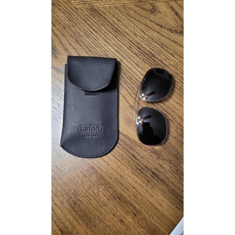 Safilo Elasta 7045 Clip On Sunglasses Dark Grey Lenses with Case Vintage Mens